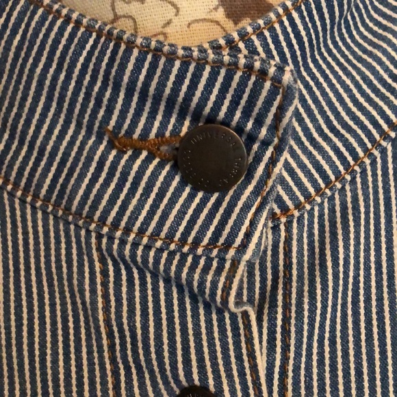 NWT Universal Thread boxy striped jean jacket with band collar and chest pockets - Picture 6 of 13